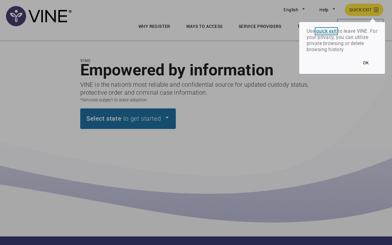 VINELink search and notification interface for a Franklin Parish inmate check
